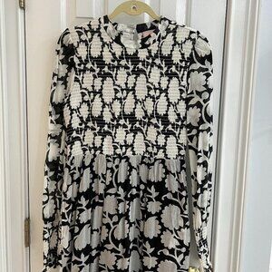 Banjanan Irma Dress in Shadow Bloom Black and White - Size Large